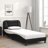 VidaXL Cadru de pat cu tăblie, negru, 90x200 cm, piele ecologică