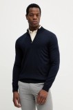 BOSS pulover de l&acirc;nă culoarea bleumarin, light, cu turtleneck, 50528300