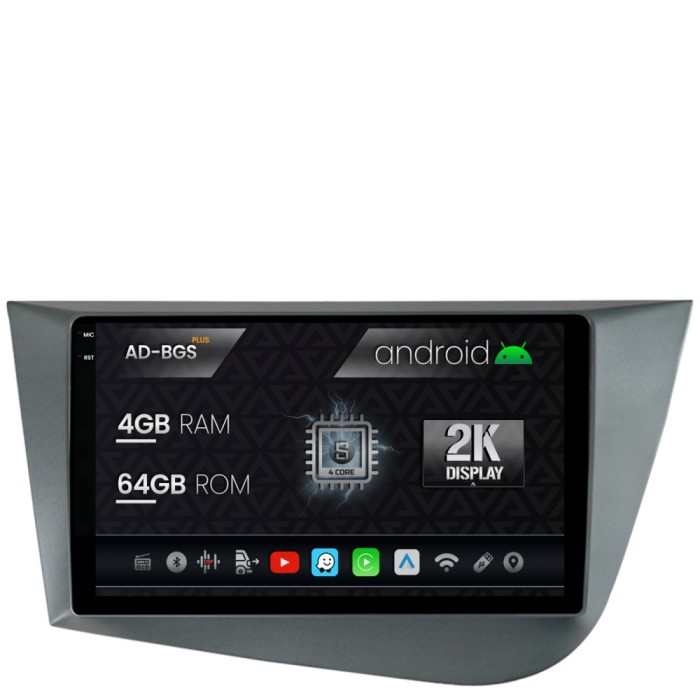 Navigatie 2K Seat Leon (2005-2012), Android OS, S-Quadcore 4GB RAM + 64GB ROM, 9.5 Inch - AD-BGS90042K+AD-BGRKIT052