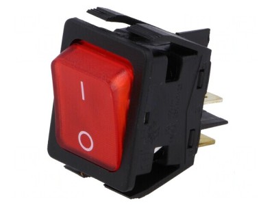 Rocker DPST ON-OFF 16A/250VAC 20A/28VDC roşu 6050 foto