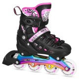 Cumpara ieftin Role reglabile 4 &icirc;n 1 Nils Extreme NH10905 LED roz curcubeu
