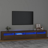 VidaXL Comodă TV cu lumini LED, stejar maro, 240x35x40 cm