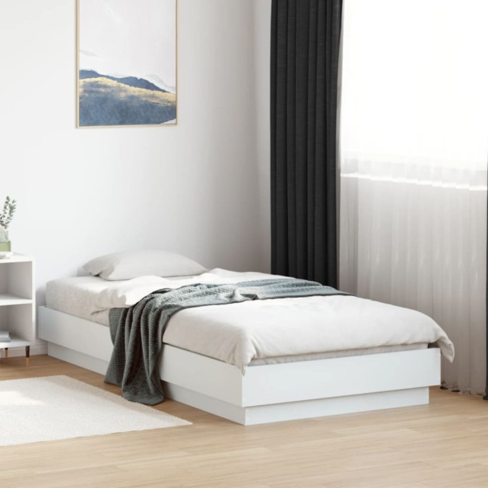 vidaXL Cadru de pat, alb, 75x190 cm, lemn prelucrat