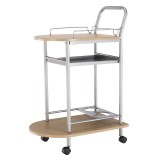 Cumpara ieftin Masuta de servire din mdf maro fag si metal argintiu Lima 60x38x84 cm