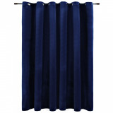 Draperie opacă albastru &icirc;nchis 290x245cm catifea inele metalice