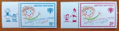 ONU-NY-&amp;#039;&amp;#039;ANUL-COPILULUI&amp;#039;&amp;#039;-SET-2V- MNH- NESTAMPILATA-LUX foto