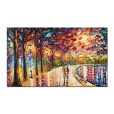 Tablou stilizat pictat manual, Tu si cu mine pe aleea vietii, 100x60cm ulei pe panza in cutit, Spectaculos