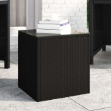 Cumpara ieftin Masă laterală, negru, 40x37x40,5 cm poliratan/sticlă securizată