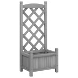 Cumpara ieftin Jardiniera cu spalier, gri, 40x30x90 cm, lemn masiv de brad