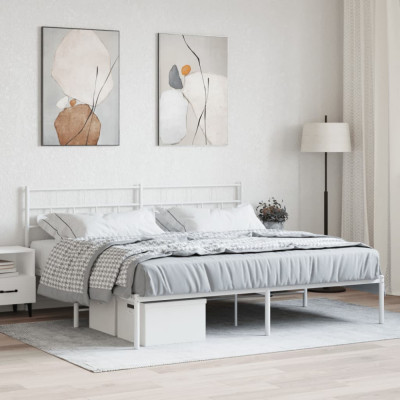 Cadru de pat metalic cu tablie, alb, 183x213 cm GartenMobel Dekor foto