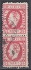 ROMANIA 1872 LP 35 REGELE CAROL I CU BARBA PERECHE 5 BANI ROSU DANTELAT STAMPILAT