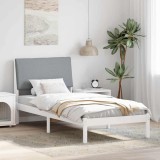 vidaXL Cadru de pat Alb și gri deschis 90 x 190 cm Lemn masiv de pin 878788