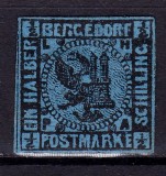 Cumpara ieftin ✅ (S45) Germania veche - Bergedorf 1861 &quot; Stema &quot; 1/2 S , Michel nr.1 , neautentificat, pare a fi reimpresiune Moens 1887 , negumat