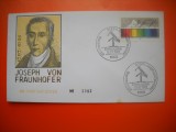 HOPCT PLIC FDC S NR 356 BICENTENAR FIZICIAN JOSEPH VON FRAUNHOFER 1987- GERMANIA -NECIRCULAT