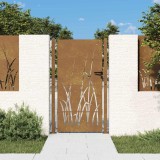 vidaXL Poartă de grădină 100x175 cm, oțel corten, design cu iarbă 153230