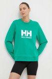 Helly Hansen hanorac de bumbac femei, culoarea verde, cu imprimeu, 34462