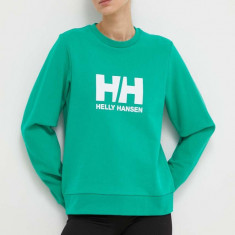 Helly Hansen hanorac de bumbac femei, culoarea verde, cu imprimeu, 34462