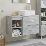 Cumpara ieftin Set dulap baie 2 buc. Gri Beton 83 x 35 x 80 cm Lemn prelucrat