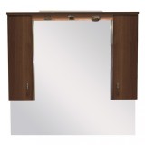 Dulap superior baie Leziter Bianca Plus 105, Nuc, MDF, cu oglinda, 100x105.6x17.5 cm, Produs Maghiar