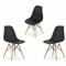 Set 3 Scaune Acerenza, Stil Scandinav cu Picioare din Lemn de Fag, Cadru Metalic, Sezut PP, Maxim 120 Kg, 46 x 54 x 82 cm, Negru
