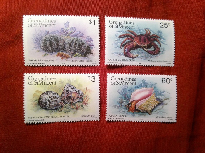 Serie Grenadine of St.Vincent 1985 Fauna Marina , 4 valori