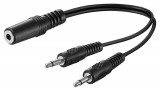 Cablu adaptor Jack 3.5 mm audio Y 1x STEREO mama la 2x MONO tata 0.2m negru 50472 Goobay