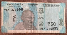 B11 31- Bancnota foarte veche - India - 50 rupii - 2018