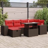 Cumpara ieftin Set canapele grădină perne 7 piese negru, poliratan/lemn acacia