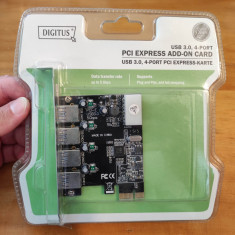 Adaptor placa PCI Express la USB 3.0, cu 4 porturi, Digitus