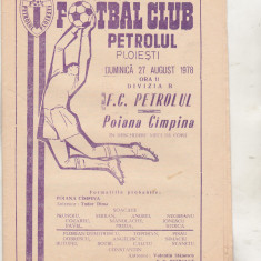 bnk div Program meci FC Petrolul Ploiesti - POiana Campina - 1978