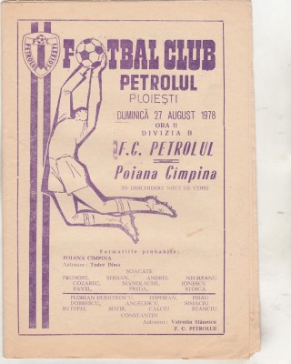 bnk div Program meci FC Petrolul Ploiesti - POiana Campina - 1978 foto