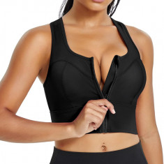 XK Racerback Sport Sutien pentru femei Longline Yoga Sutien Zip Front Crop Top c