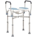 HOMCOM Scaun de Duș cu Brațe, &Icirc;nălțime Reglabilă și Orificii pentru Scurgerea Apei, 53x36x64-75 cm, Albastru | Aosom Romania