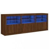 Dulap cu lumini LED, stejar maro, 181,5x37x67 cm
