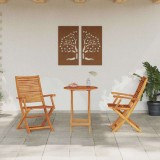 Cumpara ieftin Set Bistro Pliabil 3 pcs Maro lemn masiv de acacia