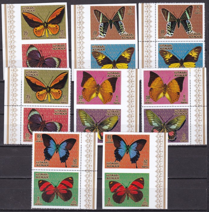 Ajman 1971 fauna fluturi MI 747-754 A+B MNH