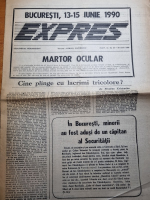 ziarul expres 22-28 iunie 1990 - articol mineriada foto