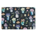 Suport farfurie din plastic negru cu model ghivece și flori, 43.5x28.5 cm, CMCLASS