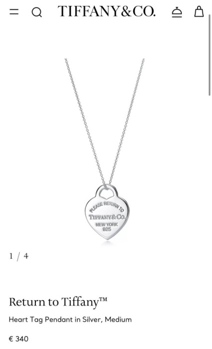 LANT + PANDANTIV ARGINT 925 - Inima - Return to TIFFANY - Original !
