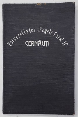 Universitatea &amp;#039;Regele Carol II&amp;#039; din Cernauti, Facultatea de Teologie, Carnet de Cursuri, 1935 foto