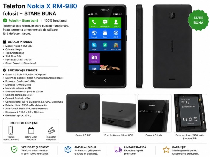 Telefon Nokia X RM-980 folosit