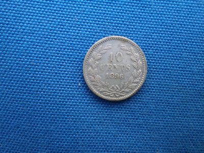 10 CENTS 1896 ,Ag 1,3 g ,REGINA WILHELMINA/ OLANDA foto