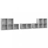 Cumpara ieftin Set de dulapuri TV, 8 piese, gri beton, lemn prelucrat