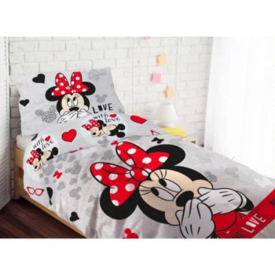 Set Lenjerie De Pat pentru copii Minnie Mouse Love 160X200 cm Bumbac MCT-S02 foto