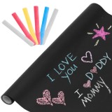 Tabla Autocolanta cu Set Creta pentru Copii, Tip Tapet, Reutilizabila, Usor de Lipit, Curatare Rapida, 45x200cm, Dezvolta Creativitatea, Negru, Oem