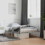 VidaXL Cadru de pat metalic cu tăblie de cap/picioare&nbsp; alb, 100x190 cm