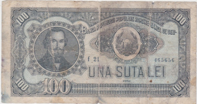 ROMANIA RPR 100 LEI 1952 uzata foto