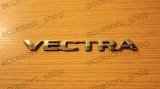 Emblema Opel Vectra Nichel, 146mm, Plastic - Scris Vectra, Banda Dublu Adeziva