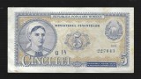 ROMANIA 5 LEI 1952 , Serie albastra [1] P - 83b , Serie g 14 / 227043 , XF