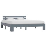 Cumpara ieftin Cadru de pat cu tablie, gri, 160x200 cm, lemn masiv de pin